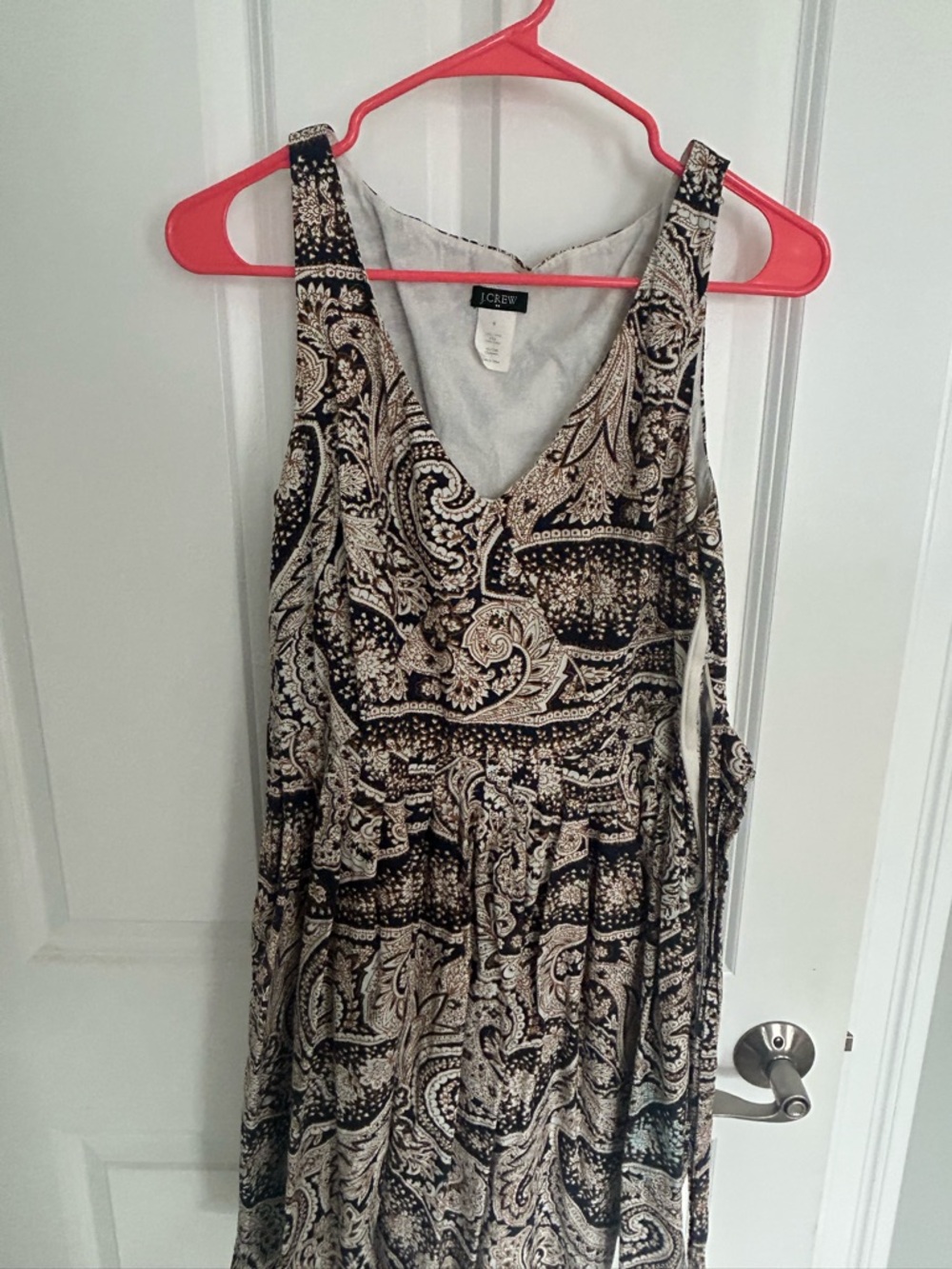 J. Crew Black and Cream Paisley Midi Dress
